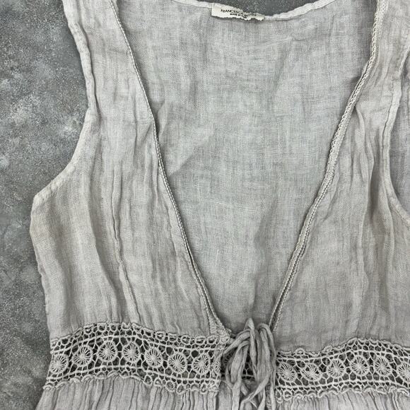 Francesca Bettini Cardigan One Size Topper Bow Lace Linen Beach Lagenlook Boho - Picture 3 of 11